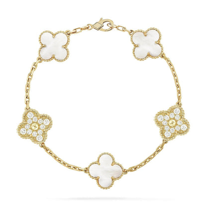 [Regal Jewels]CLOVER BRACELET 5 MOTIF WHITE MOP DIAMOND