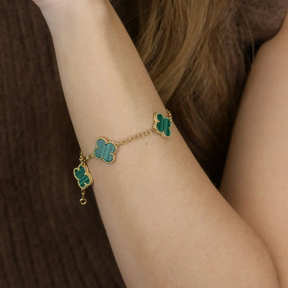 [Regal Jewels]CLOVER 5 MOTIF MALACHITE BRACELET COLLECTION