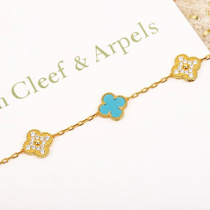 [Regal Jewels]CLOVER 5 MOTIF TURQUOISE BRACELET COLLECTION