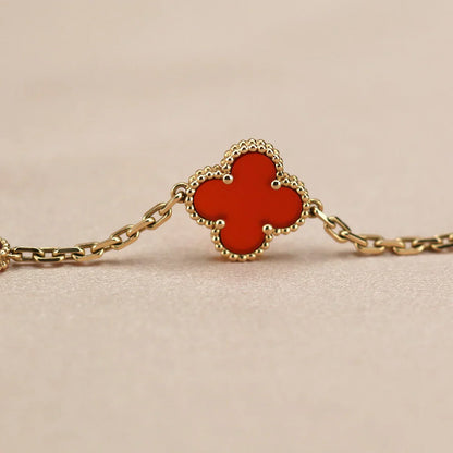 [Regal Jewels] CLOVER 5 MOTIF RED CORNELIAN BRACELET COLLECTION