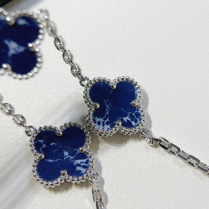 [Regal Jewels]CLOVER 5 MOTIF PIETERSITE SILVER BRACELET