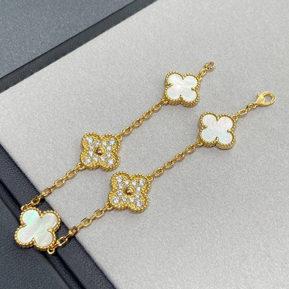 [Regal Jewels]CLOVER BRACELET 5 MOTIF WHITE MOP DIAMOND