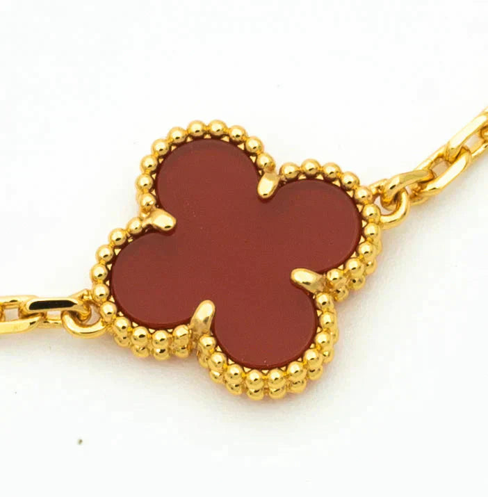 [Regal Jewels]CLOVER 5 MOTIFS CARNELIAN DIAMOND BRACELET