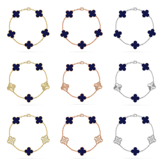 [Regal Jewels]CLOVER 5 MOTIF LAPIS LAZULI BRACELET COLLECTION