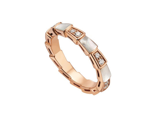 [Aura Jewels]SERPENTI RING PINK GOLD DIAMOND MOP 3MM