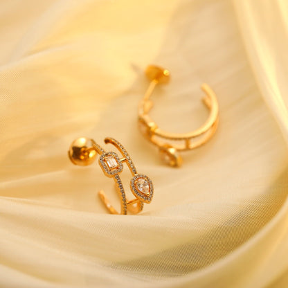 [Regal Jewels]CREOLES MY TWIN 2 RANGS SILVER DIAMOND EARRINGS