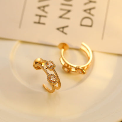 [Regal Jewels]CREOLES MY TWIN 2 RANGS SILVER DIAMOND EARRINGS
