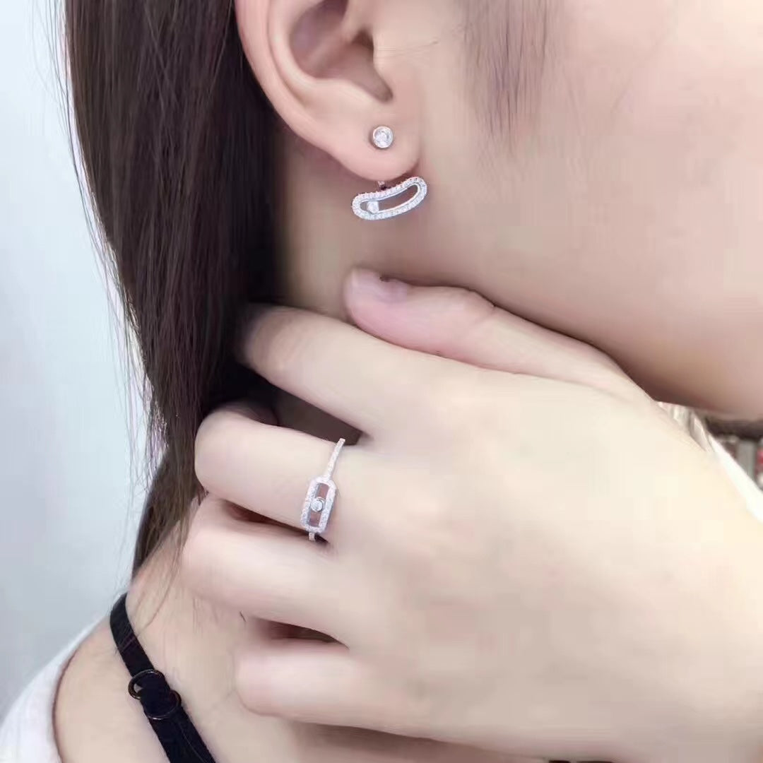 [Regal Jewels]MOVE UNO SILVER DIAMOND EARRINGS