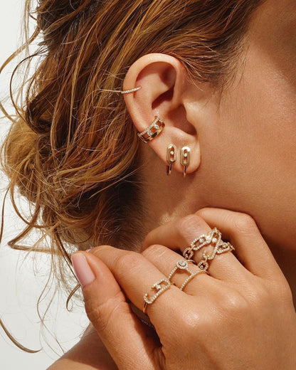 [Regal Jewels]CREOLES MOVE UNO MINI 1 DIAMOND EARRINGS