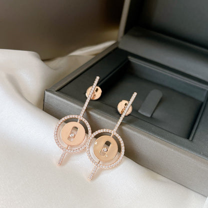 [Regal Jewels]LUCKY MOVE ARROW PINK GOLD DIAMOND EARRINGS