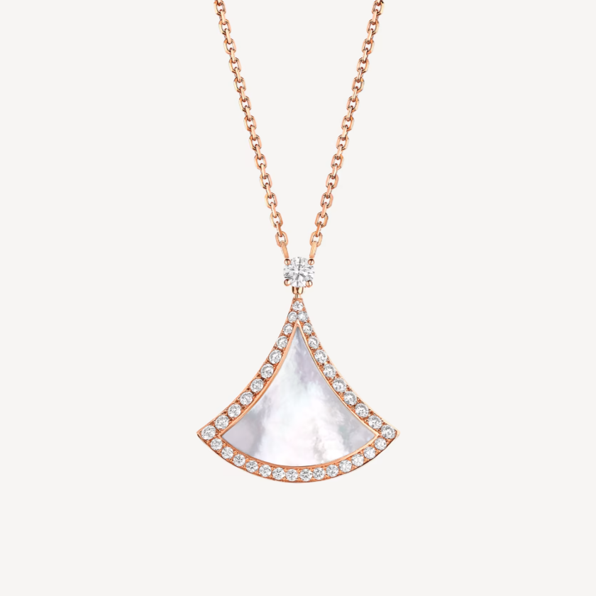 [Aura Jewels]DREAM MOP DIAMOND PAVED PINK GOLD NECKLACE