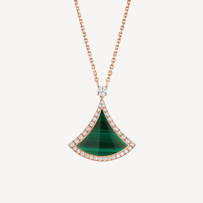 [Aura Jewels]DREAM MALACHITE DIAMOND PAVED PINK GOLD NECKLACE