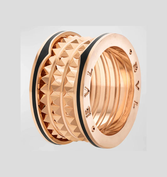 [Aura Jewels]ZERO 1 ROCK BLACK CERAMIC PINK GOLD LARGE MODEL