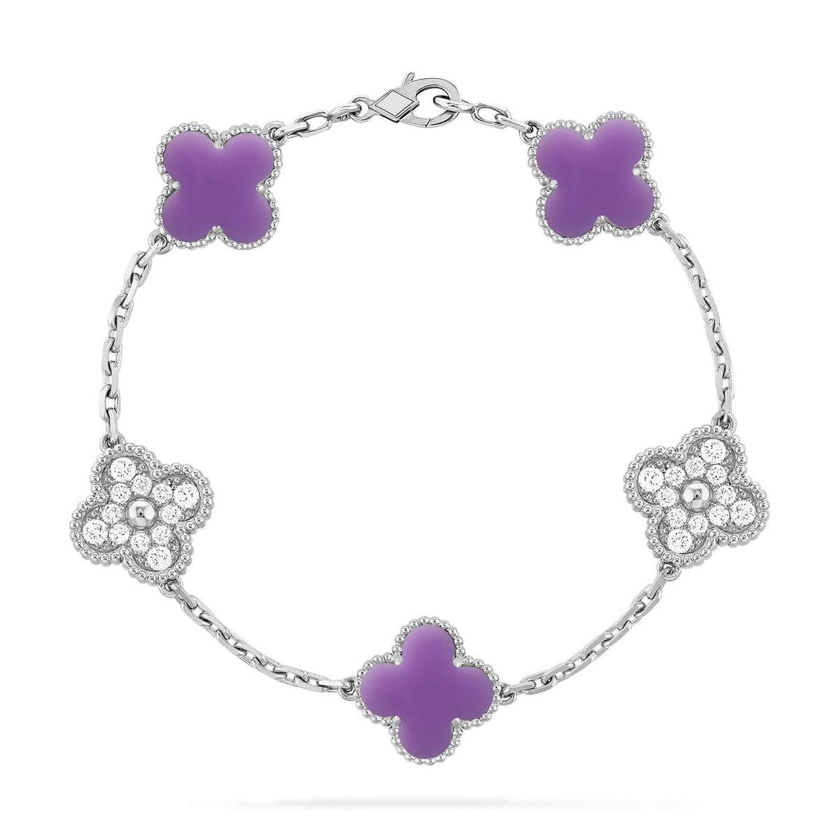 [Regal Jewels]CLOVER 5 MOTIF LIGHT PURPLE BRACELET COLLECTION