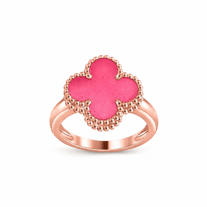 [Aura Jewels]NEW CLOVER PINK ENAMEL RINGS