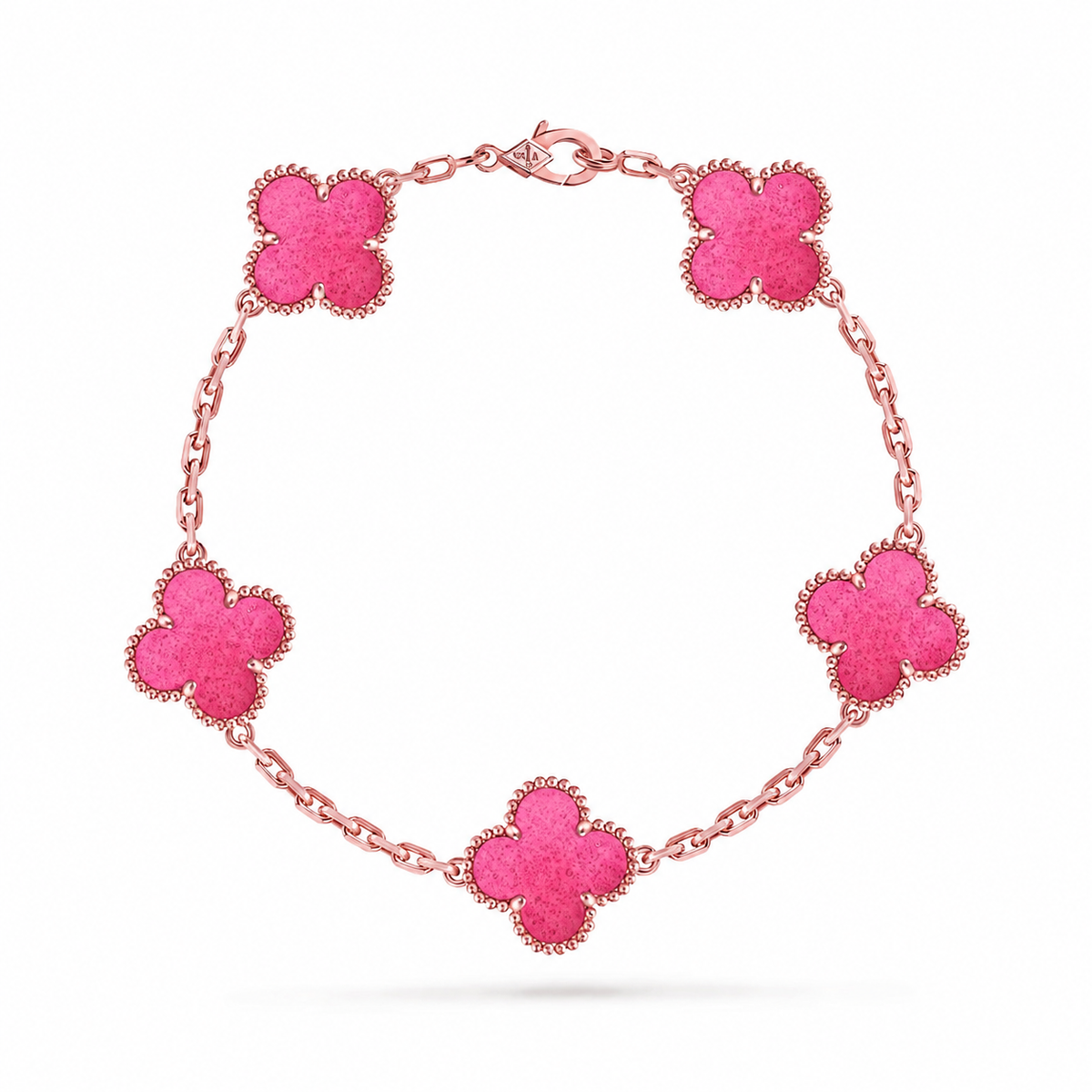 [Aura Jewels]NEW CLOVER 5 MOTIFS PINK ENAMEL BRACELET