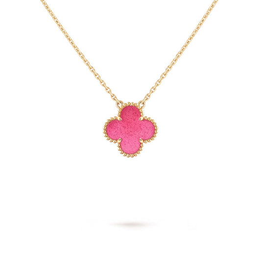 [Aura Jewels] NEW CLOVER 15MM PINK ENAMEL NECKLACE