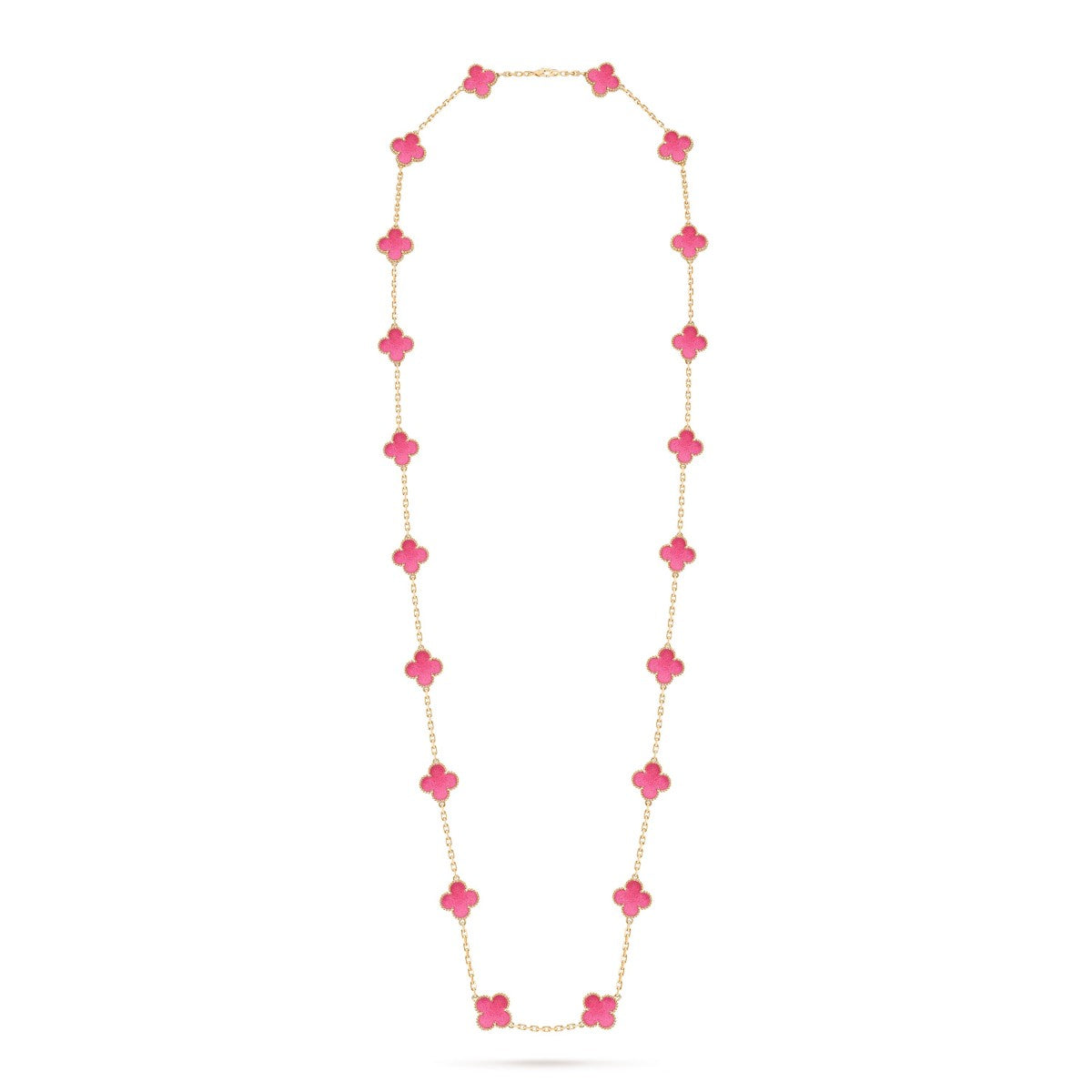[Aura Jewels] NEW CLOVER 20 MOTIFS PINK ENAMEL NECKLACE