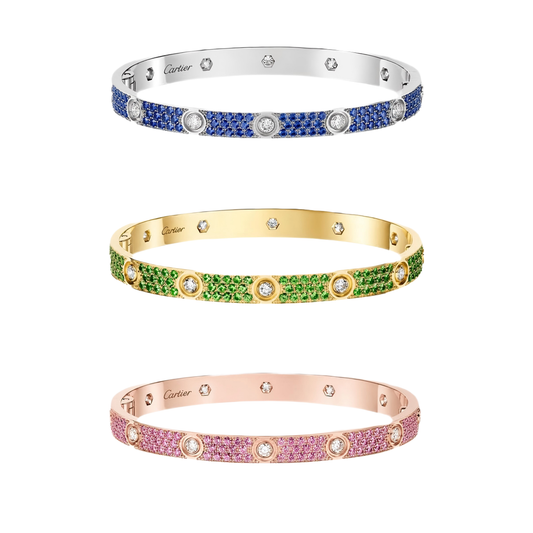 [Regal Jewels]2026 PAVE GEMSTONE LOVE BRACELET 6.1MM 10 DIAMONDS