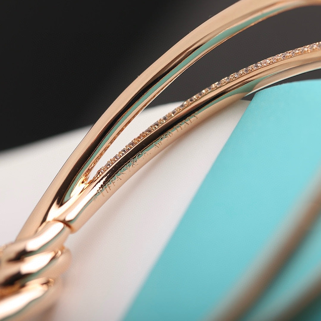 [Aura Jewelry]KNOT DOUBLE ROW PINK GOLD DIAMOND BRACELET