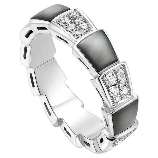 [Aura Jewels]SERPENTI RING SILVER DIAMOND BLACK MOP 4MM