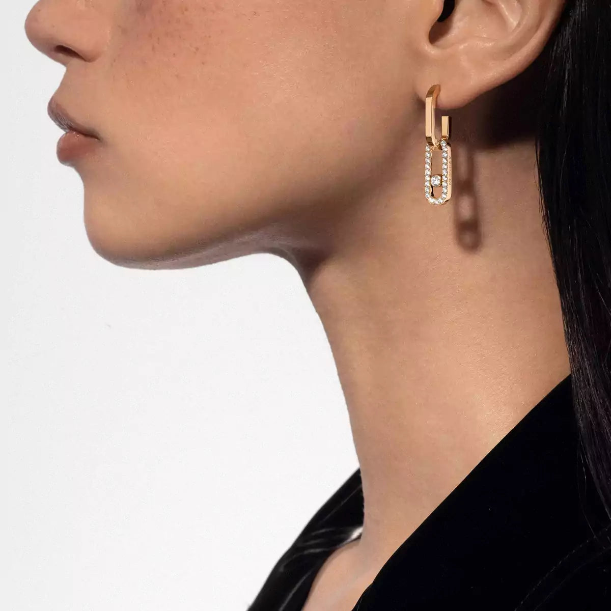 [Regal Jewels]Move Link Diamond Earrings
