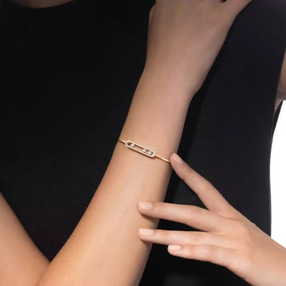 [Regal Jewels]Move Pavé Diamond Bangle Bracelet M