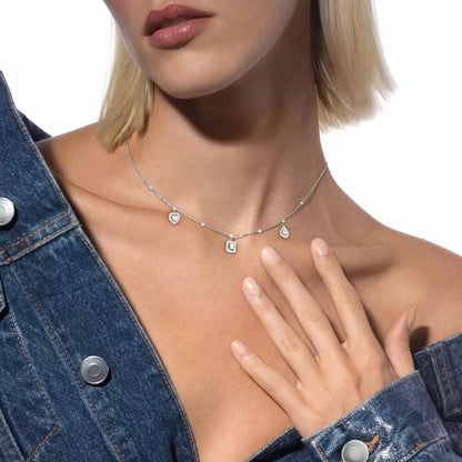 [Regal Jewels]My Twin Diamond Necklace in Silver