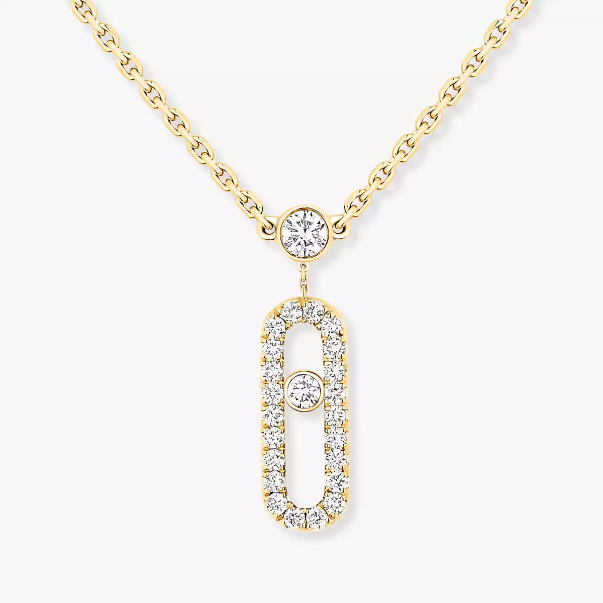 [Regal Jewels]2 Rows Rose Gold Diamond Pave_ Necklace Move Uno