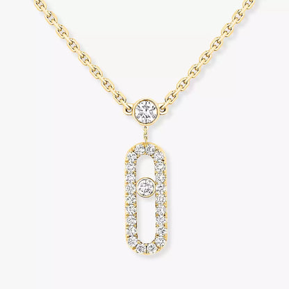 [Regal Jewels]2 Rows Rose Gold Diamond Pave_ Necklace Move Uno