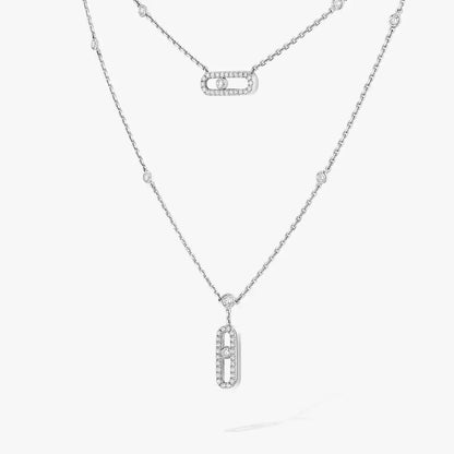[Regal Jewels]2 Rows Rose Gold Diamond Pave_ Necklace Move Uno