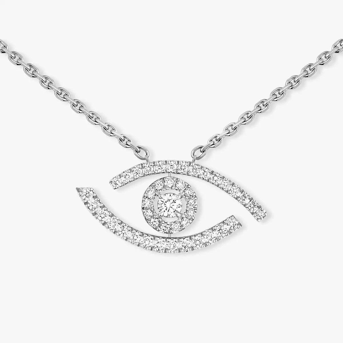 [Regal Jewels]Pave_ Diamond Necklace Lucky Eye