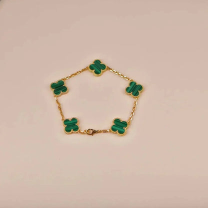 [Regal Jewels]CLOVER 5 MOTIFS MALACHITE BRACELET