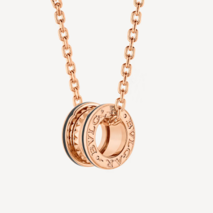 [Aura Jewels]ZERO 1 ROCK PEDANT PINK GOLD BLACK NECKLACE