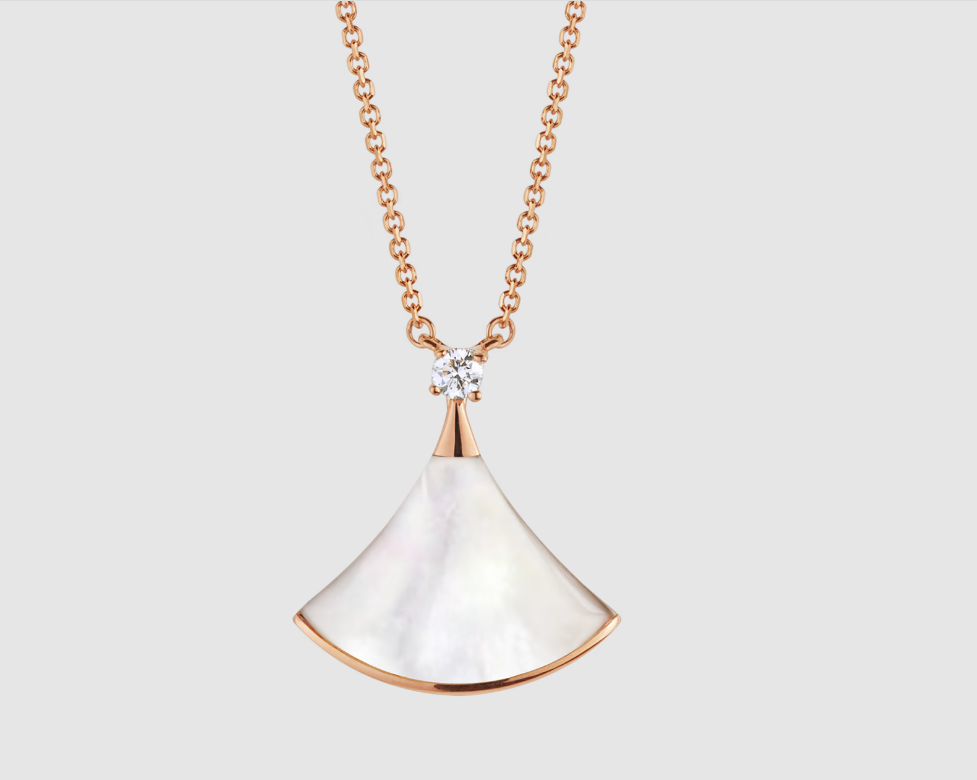 [Aura Jewels]DREAM NECKLACE WHITE MOP PINK GOLD 1 DIAMOND