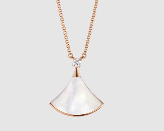 [Aura Jewels]DREAM NECKLACE WHITE MOP PINK GOLD 1 DIAMOND