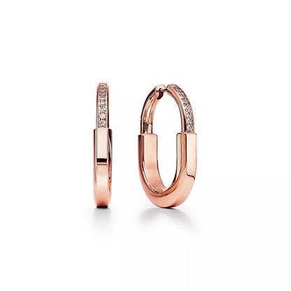 [Aura Jewelry]LOCK MEDIUM DIAMNOND EARRINGS