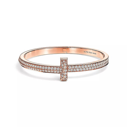 [Aura Jewelry]T1 WIDE HINGED BANGLE DIAMOND PAVED BRACELET