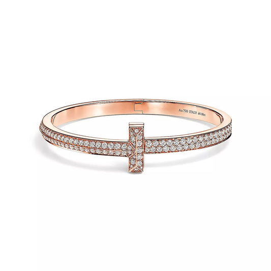 [Aura Jewelry]T1 WIDE HINGED BANGLE DIAMOND PAVED BRACELET