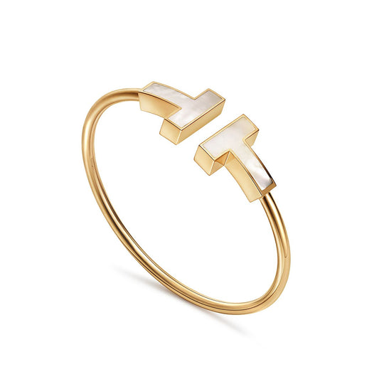 [Aura Jewelry]T WIDE MOP OPEN BRACELET