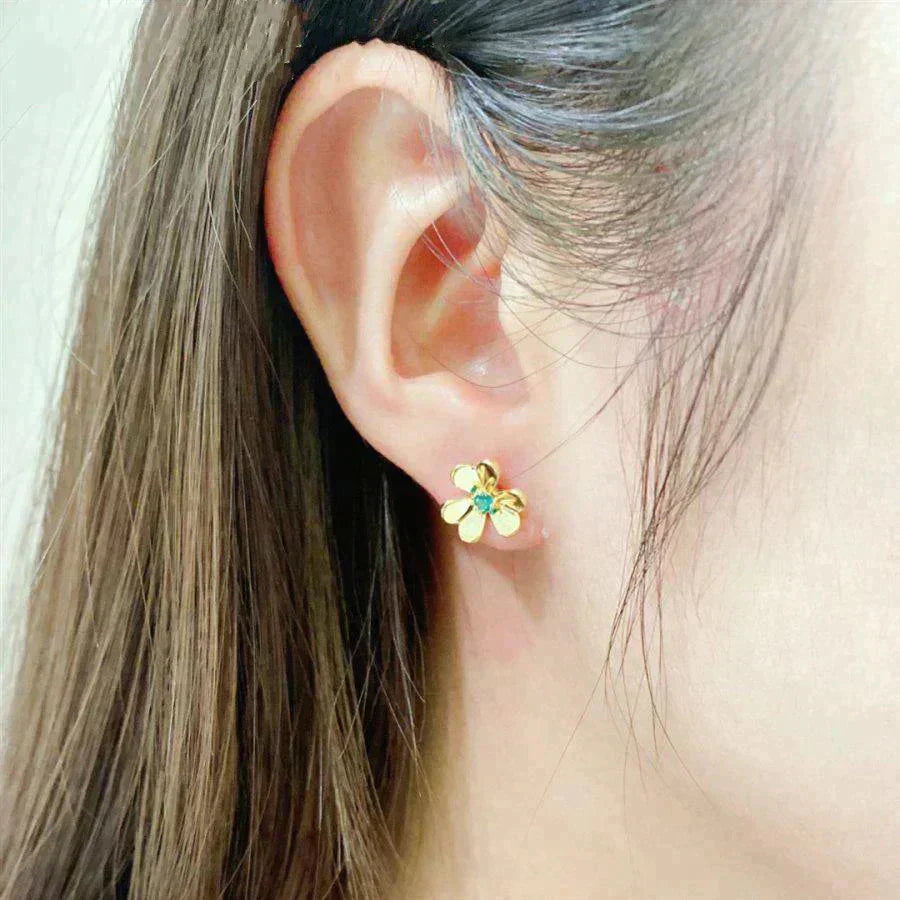 [Regal Jewels]FRIVOLE  FLOWER MALACHITE EARRINGS