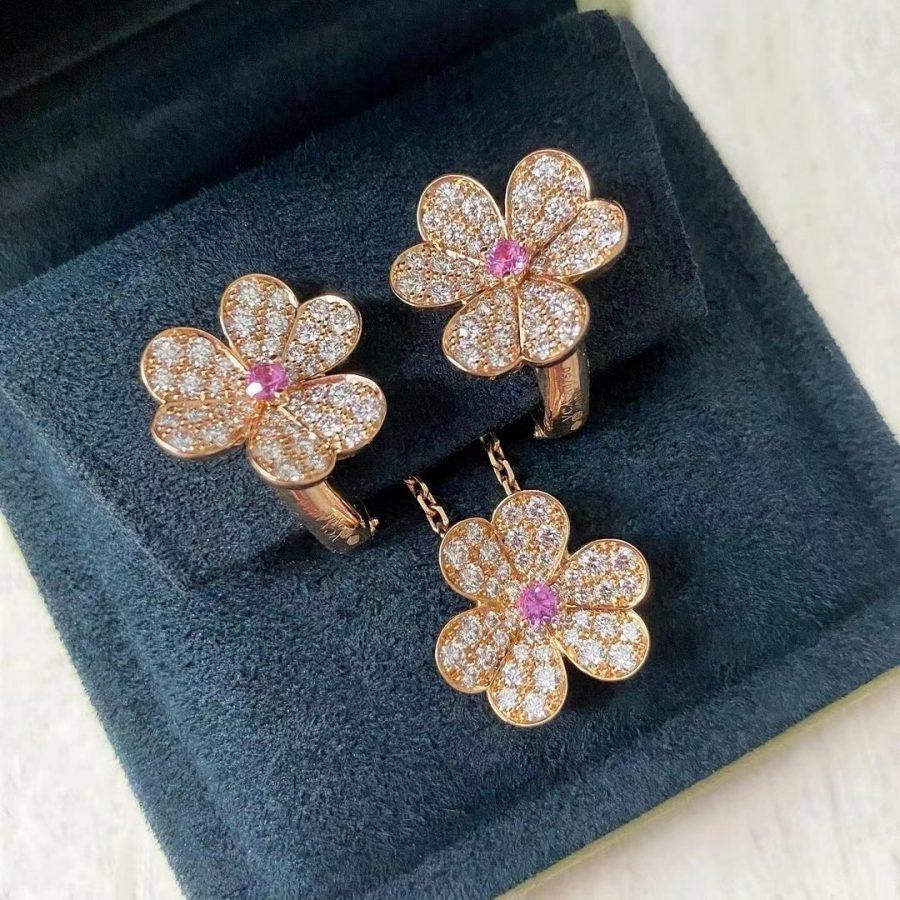[Regal Jewels]FRIVOLE PINK GOLD FLOWER DIAMOND EARRINGS