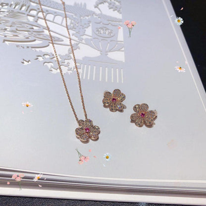 [Regal Jewels]FRIVOLE PINK GOLD FLOWER DIAMOND EARRINGS