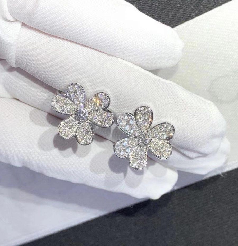[Regal Jewels]FRIVOLE SILVER FLOWER DIAMOND EARRINGS