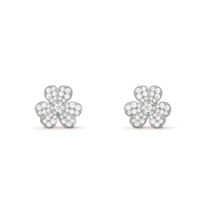 [Regal Jewels]FRIVOLE SILVER FLOWER DIAMOND EARRINGS
