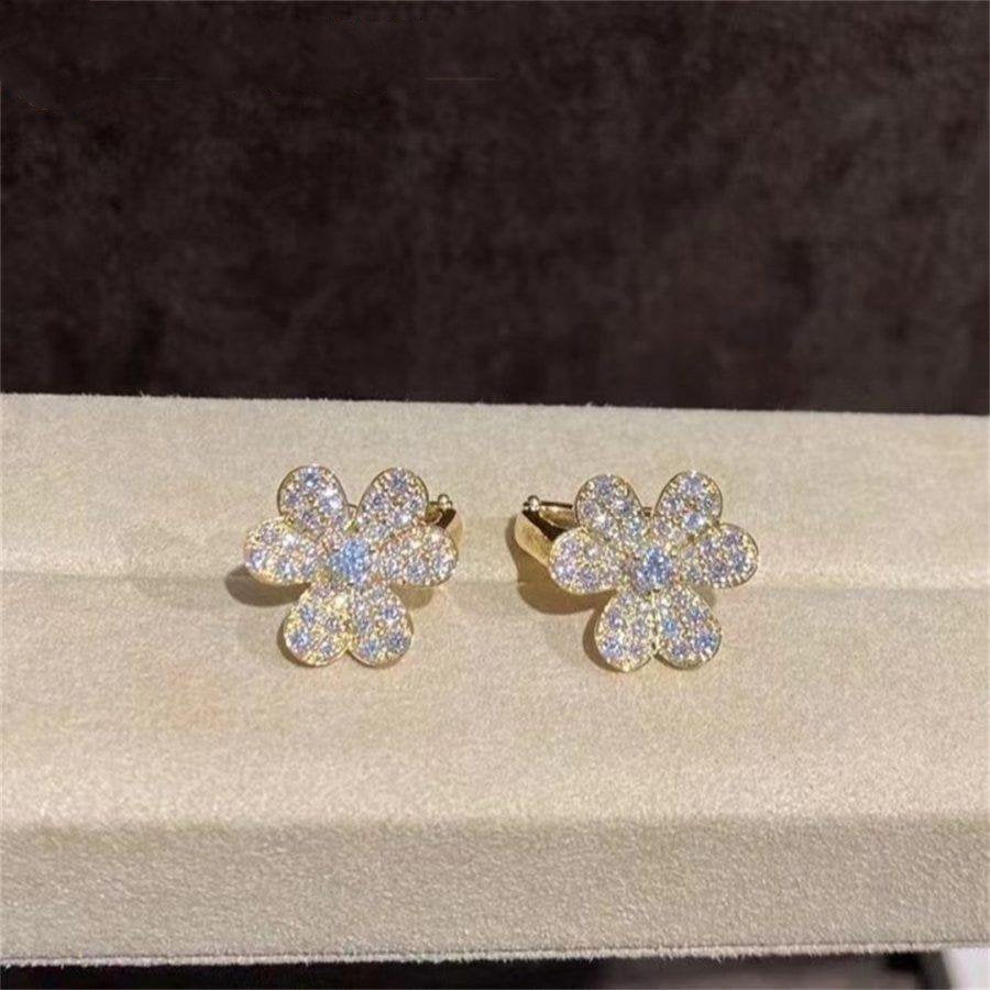[Regal Jewels]FRIVOLE GOLD FLOWER DIAMOND EARRINGS