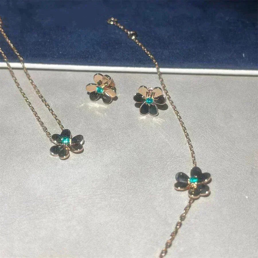 [Regal Jewels]FRIVOLE  FLOWER MALACHITE EARRINGS