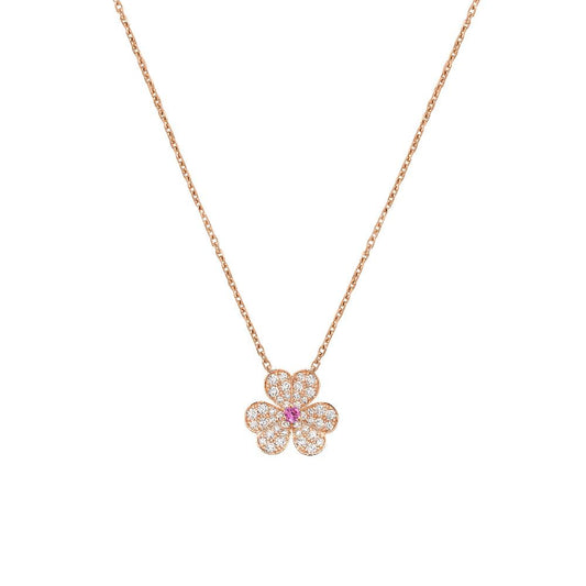 [Regal Jewels]FRIVOLE ROSE GOLD FLOWER DIAMOND NECKLACE