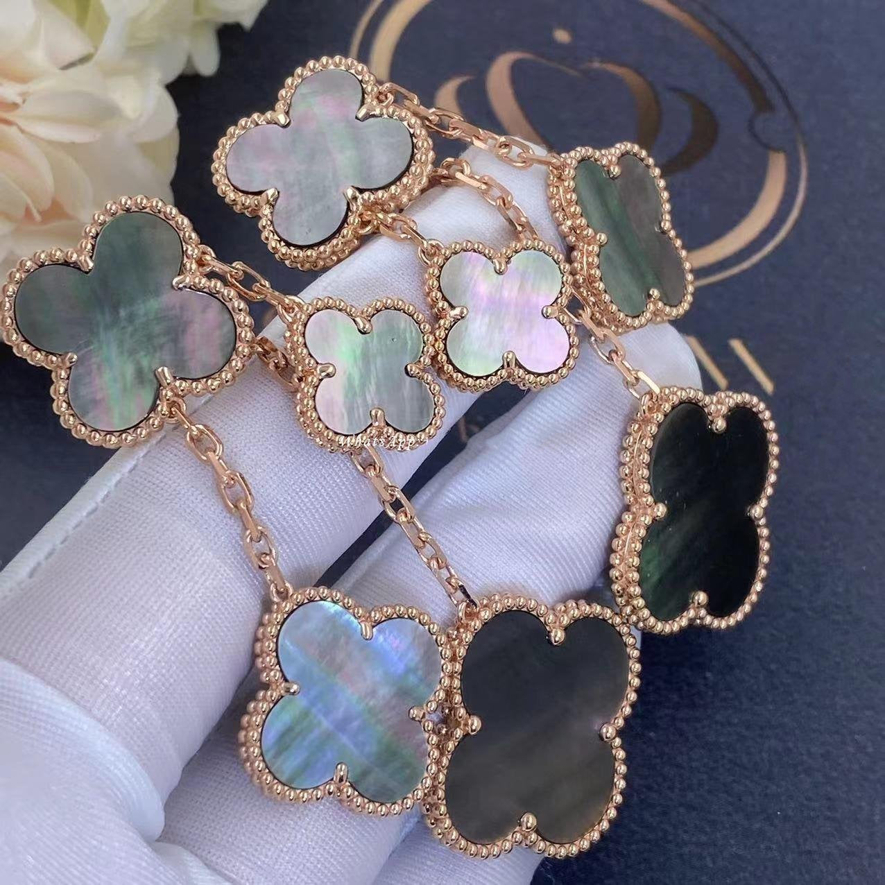 [Regal Jewels]CLOVER EARRINGS DARK MOP 4 MOTIFS ROSE GOLD