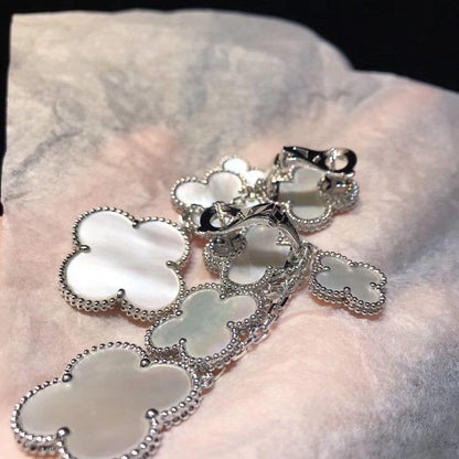 [Regal Jewels]CLOVER EARRINGS WHITE MOP 4 MOTIFS SILVER